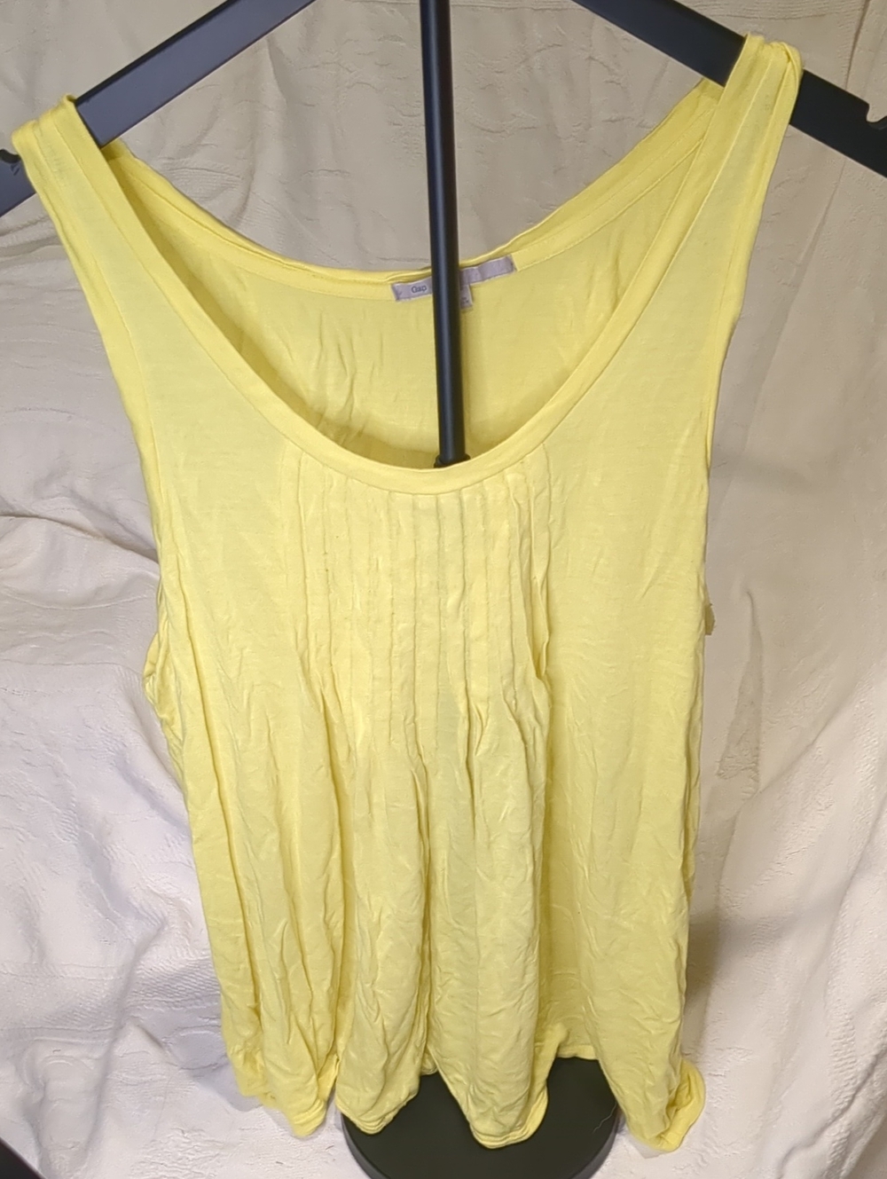 GAP Yellow Pleated Scoop-Neck Tank Top